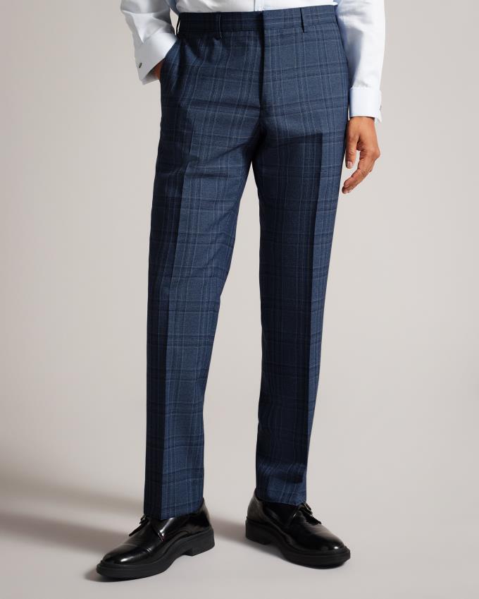 Pantalon Ted Baker Wool Blend Slim Check Suit Bleu Homme | YGI-48267378